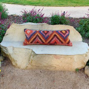 Vintage authentic handmade Turkish kilim lumbar pillow cover